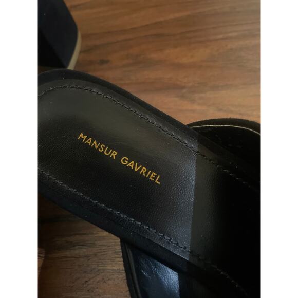 MANSUR GAVRIEL Black Suede Crossover Sandal Mule Shoe Chunky Block Heel 38 8 - Picture 7 of 8